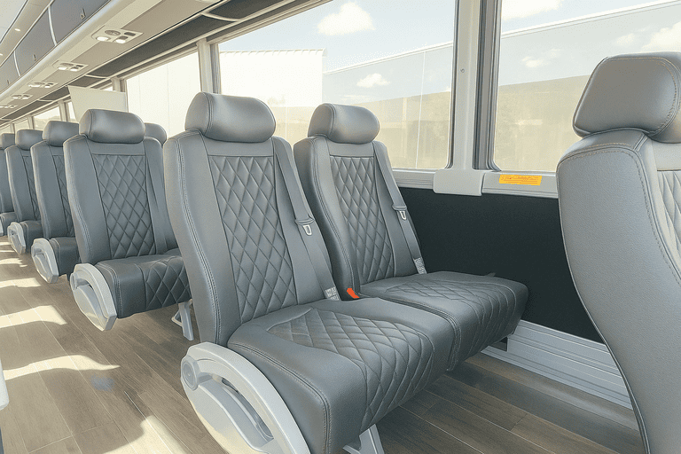 interior of Provo Minibus Company charter bus